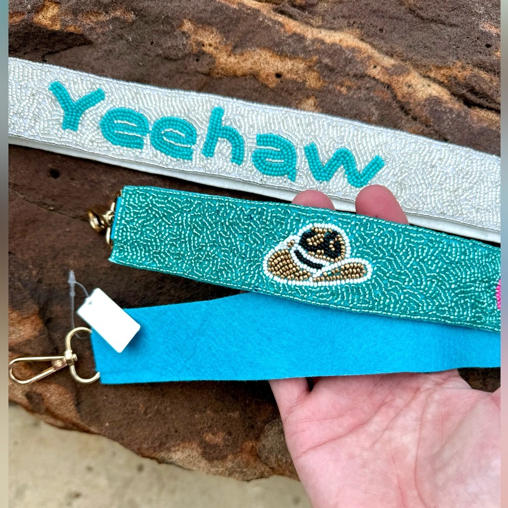 NWT! Beaded Cowgirl & Yeehaw Guitar Purse Straps